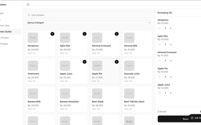 kassa cashier dashboard